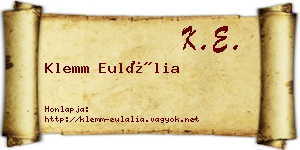 Klemm Eulália névjegykártya